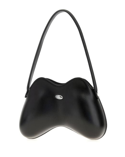 DIESEL Black Leather Synthetic Leather Double-D Shoulder Bag