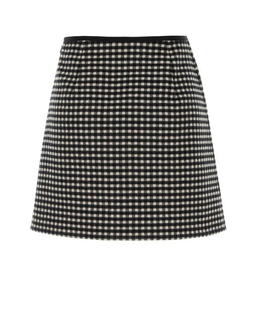 Valentino Garavani Black Embroidered Flannel Mini Skirt