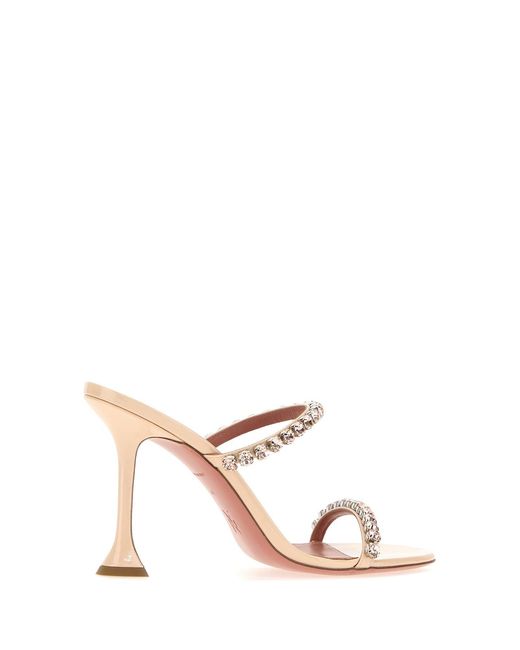 AMINA MUADDI White Skin Pink Leather Gigi Mules
