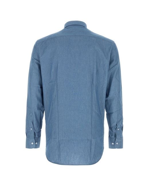 Etro Air Force Blue Chambray Shirt for men