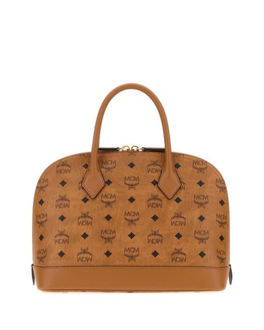MCM Brown Printed Canvas Aren Vi Handbag