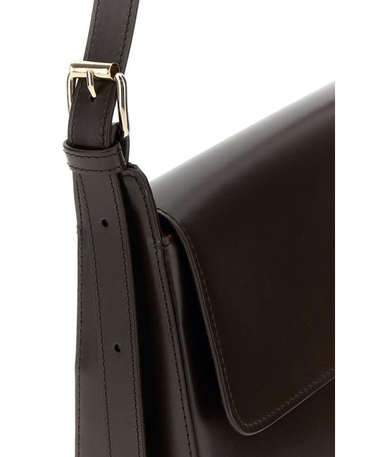 A.P.C. Black Dark Brown Leather Virginie Shoulder Bag