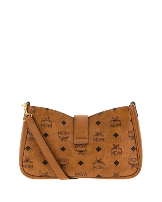MCM Brown Printed Canvas Tracy Crossbody Bag
