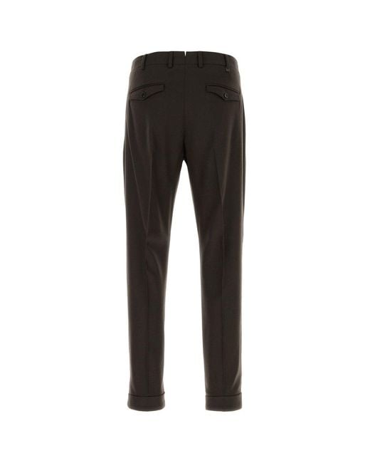 PT Torino Black Dark Brown Stretch Wool Blend Pant for men