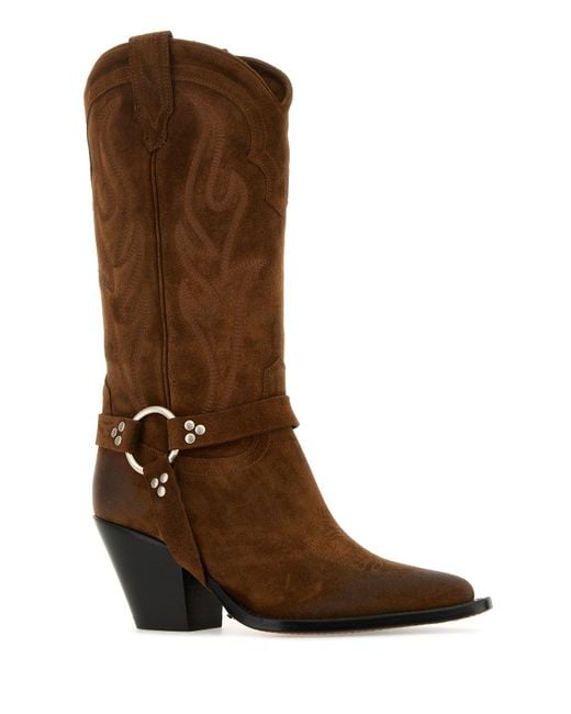 Sonora Boots Brown Suede Santa Fe Belt Boots