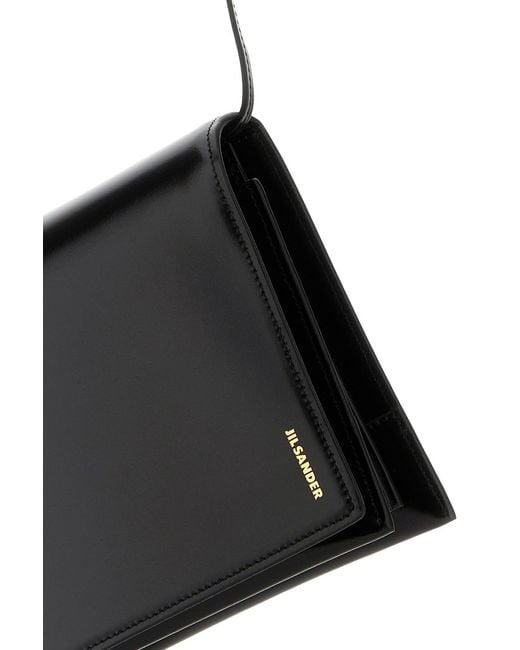 Jil Sander Black Leather Medium File Shoulder Bag