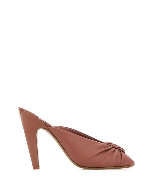 Chloé Brown Dark Pink Leather Suzie Mules