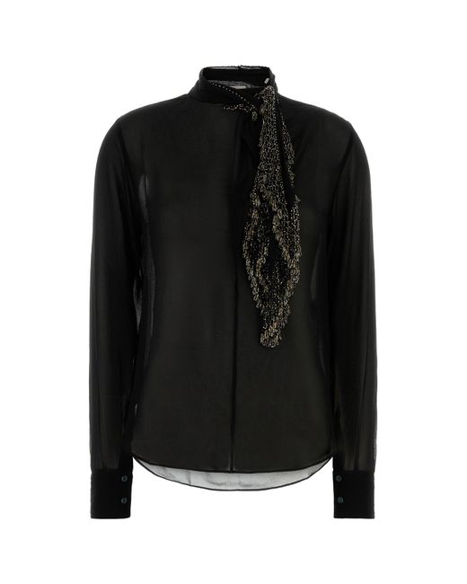 Blusa Elaura in crepe nero di Isabel Marant in Black