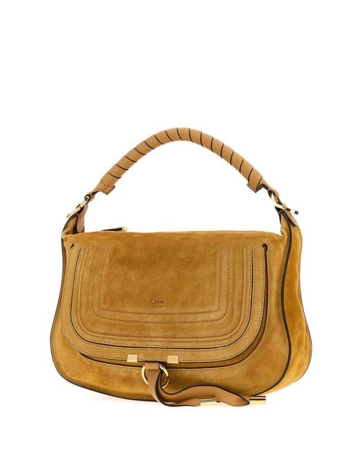 Chloé Metallic Mustard Suede Small Marcie Shoulder Bag