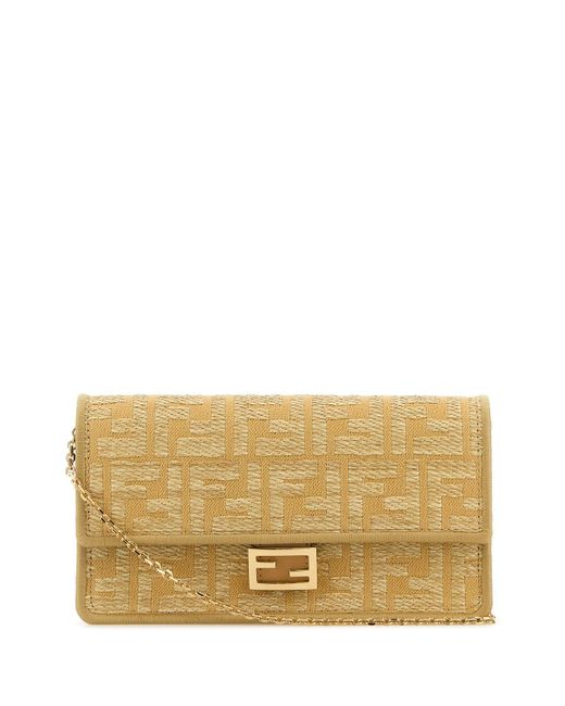 Portafoglio Baguette in rafia ricamata di Fendi in Natural