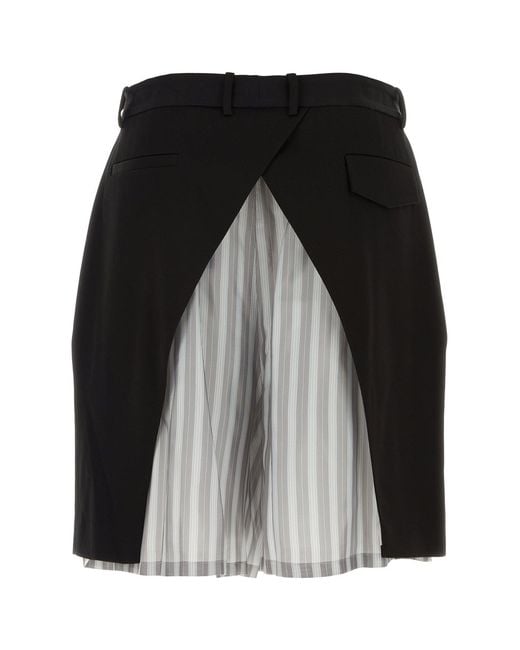 NAMACHEKO Black Multicolor Cupro And Wool Tidan Bermuda Shorts for men