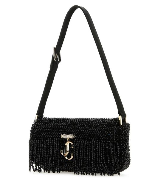 Borsa a spalla Avenue mini in raso nero di Jimmy Choo in Black