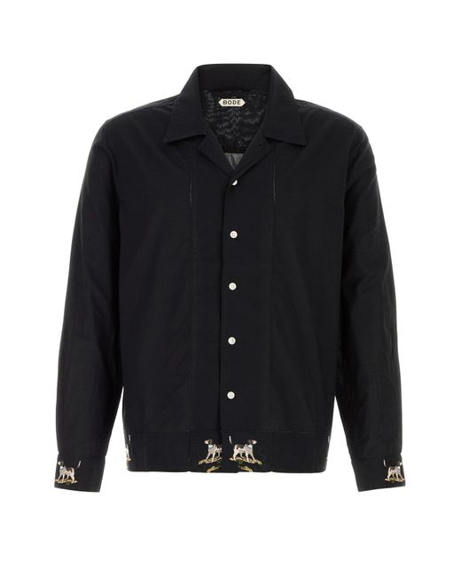 Camicia Pointer in popeline nero di Bode in Black da Uomo