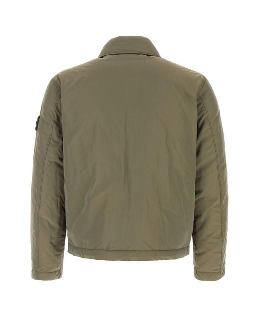 Stone Island Army Green Polyester Blend Down Jacket for men