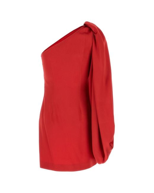 Stella McCartney Red Satin One-shoulder Mini Dress