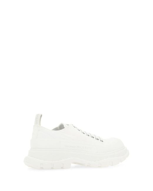 McQueen White Canvas Tread Slick Sneakers