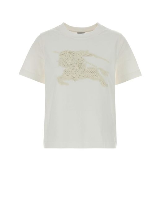 Burberry White Logo Crew Neck T-Shirt