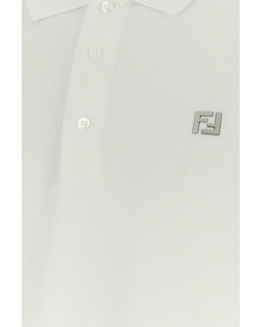 Polo in piquet bianco di Fendi in White da Uomo