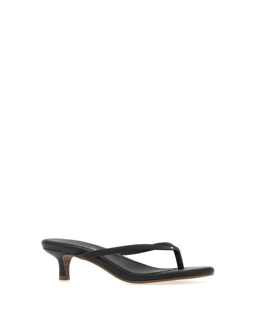 TKEES Multicolor Black Leather Julia Thong Mules