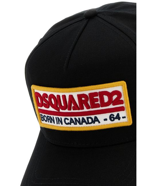 DSquared² Black Cotton Baseball Cap for men