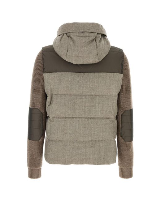 Moorer Green Cappuccino Wool Bensa Down Jacket for men