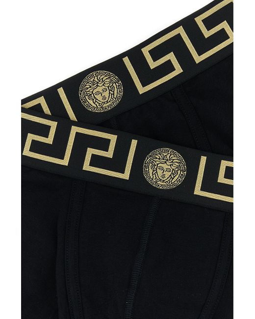 Set di boxer in cotone stretch nero di Versace in Black da Uomo