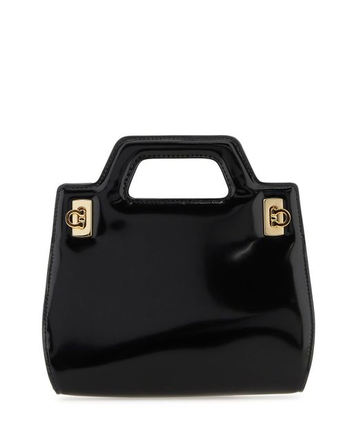 Borsa a mano Wanda mini in pelle nera di Ferragamo in Black