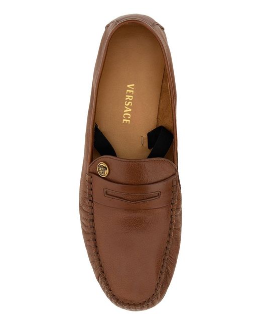 Versace Brown Caramel Leather Loafers for men