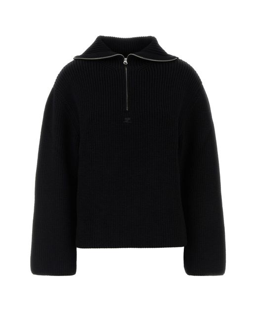 Courreges Black Wool Oversize Sweater
