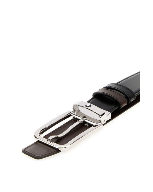 Montblanc Black Leather Reversible Belt for men