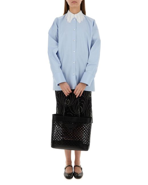 Borsa shopping in pelle nera di Prada in Black