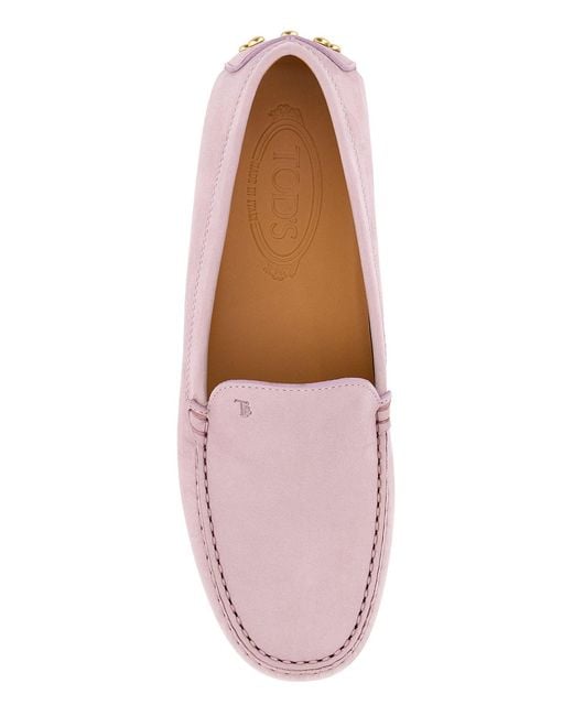 Tod's Antiqued Pink Suede Loafers