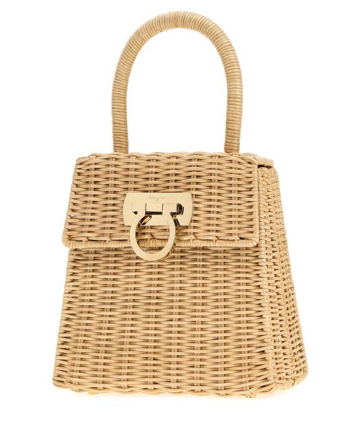 Ferragamo Natural Salvatore Raffia Handbag