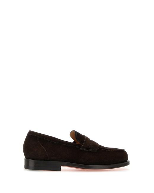 Santoni Black Dark Suede Gunter Loafers for men