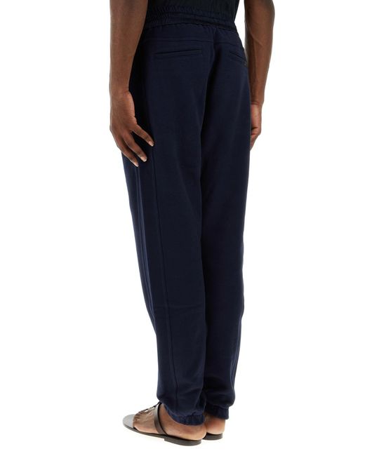 Pantalone jogging in cotone blu scuro di Saint Laurent in Blue da Uomo