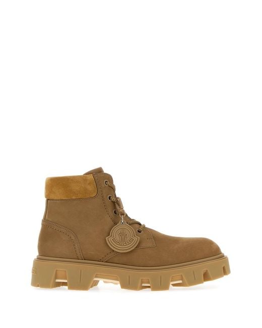 Moncler Brown Suede Peak City Ankle Boots for men