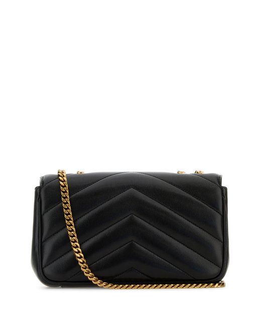 Borsa a spalla LouLou piccola in pelle nera di Saint Laurent in Black