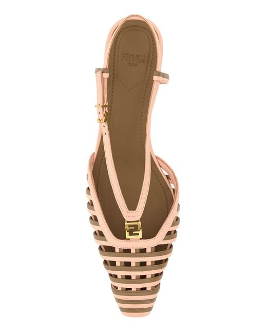 Scarpe con tacco FFold in pelle bicolor di Fendi in Multicolor