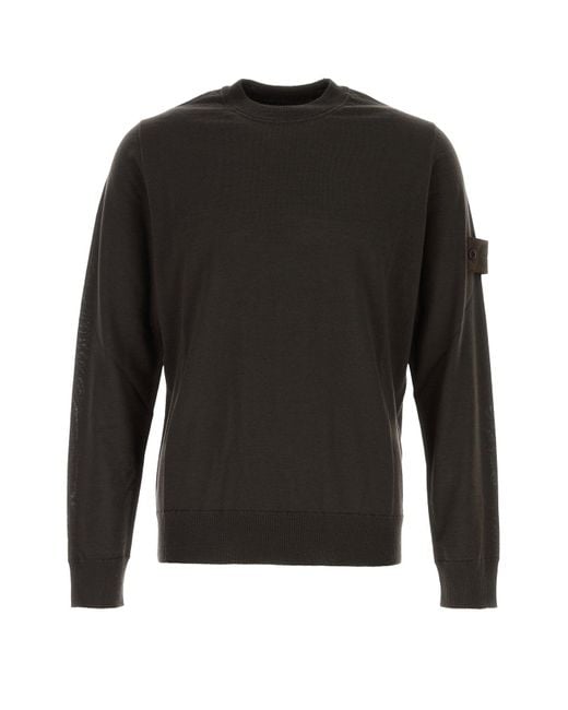 Stone Island Black Dark Brown Wool Sweater for men
