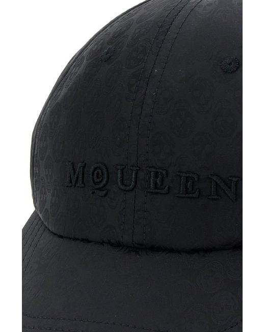 McQueen Black Nylon Baseball Cap for men