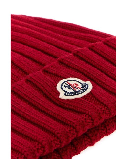 Moncler Red Wool Beanie Hat