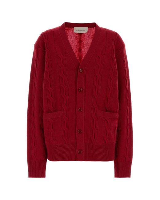 AMI Red Wool Cardigan