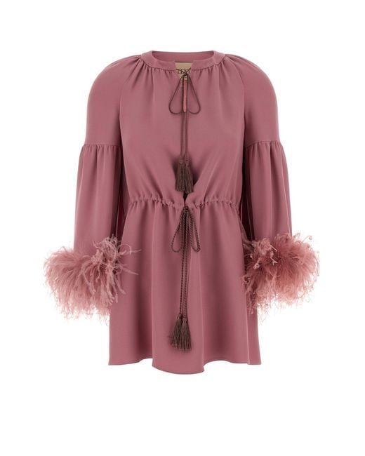 Valentino Garavani Antiqued Pink Crepe Couture Blouse