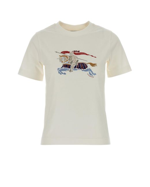 T-shirt in cotone bianco di Burberry in White