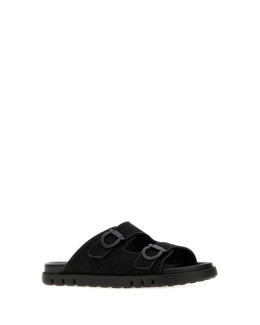 Ferragamo Black Jacquard Colly Slippers for men