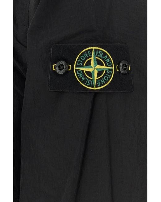 Stone Island Black Melange Cotton Blend Reversible Jacket for men