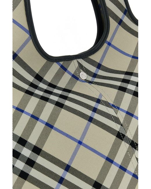 Burberry Gray Embroidered Canvas Shopping Bag