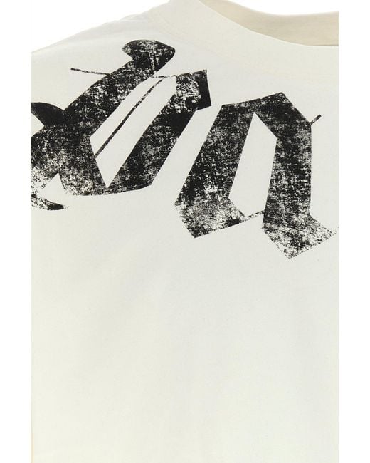 Palm Angels White Cotton Oversize T-shirt for men