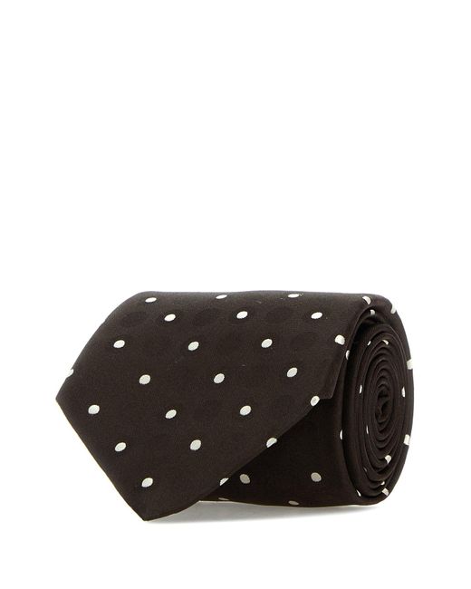 Cravatta in raso ricamato di Saint Laurent in Black