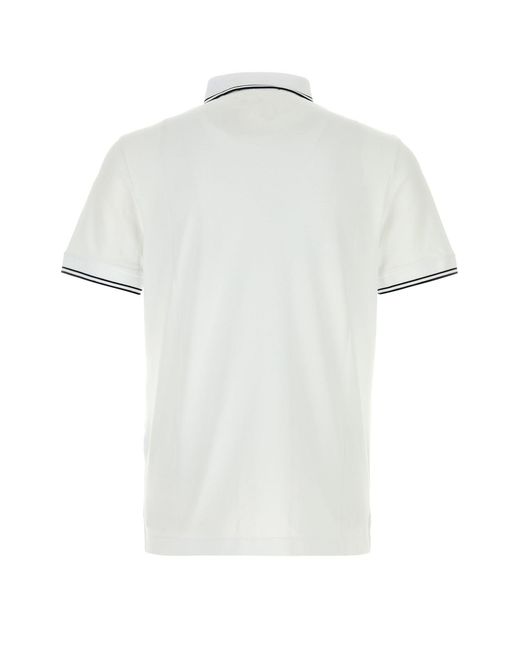 Stone Island White Stretch Piquet Polo Shirt for men